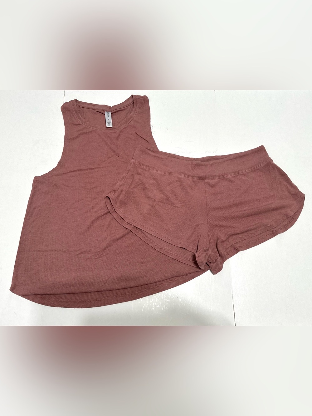 Athleta Well Rested Rib Tank & Short Set Women's S- XS Dust Rose Mauve Sleepwear